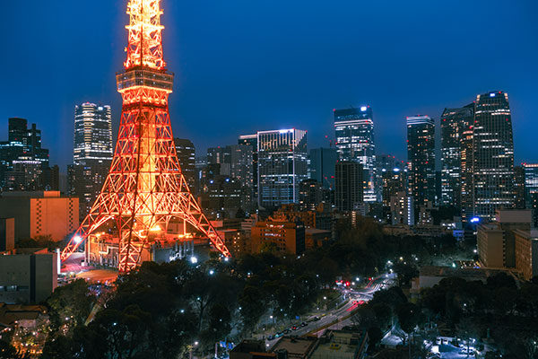 hotel room with tokyo tower view